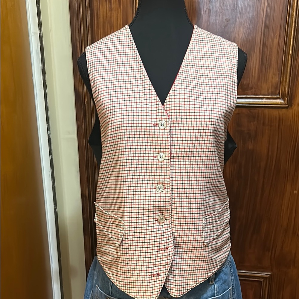 Checkered Button-Up Vest
